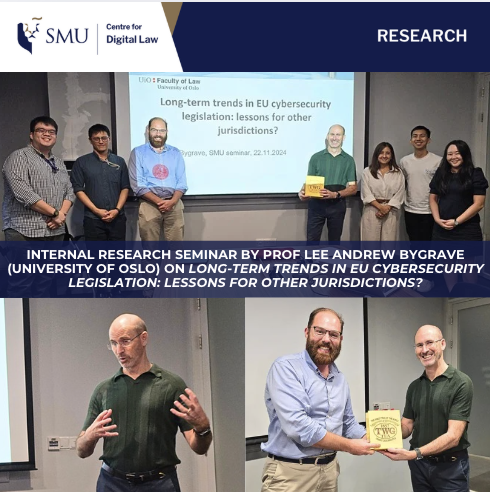 Internal Research Seminar by Prof. Lee Andrew Bygrave on "Long-term trends in EU Cybersecurity legislation: Lessons for other jurisdictions?"