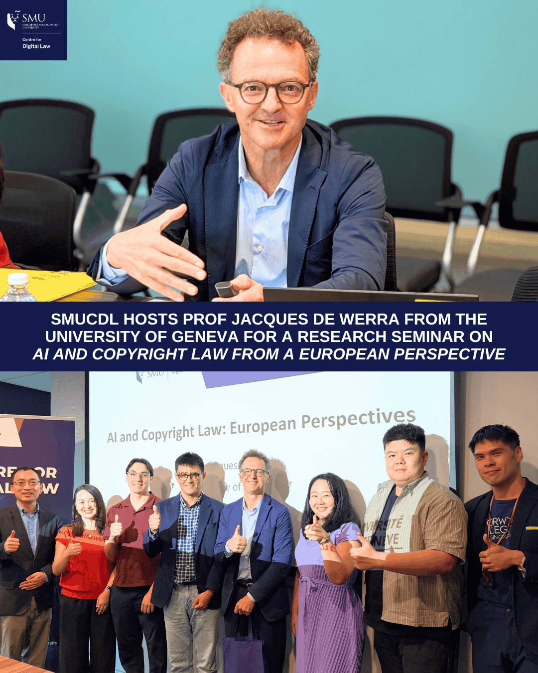 Research Seminar by Prof Jacques de Werra on "AI and Copyright Law from a European Perspective"